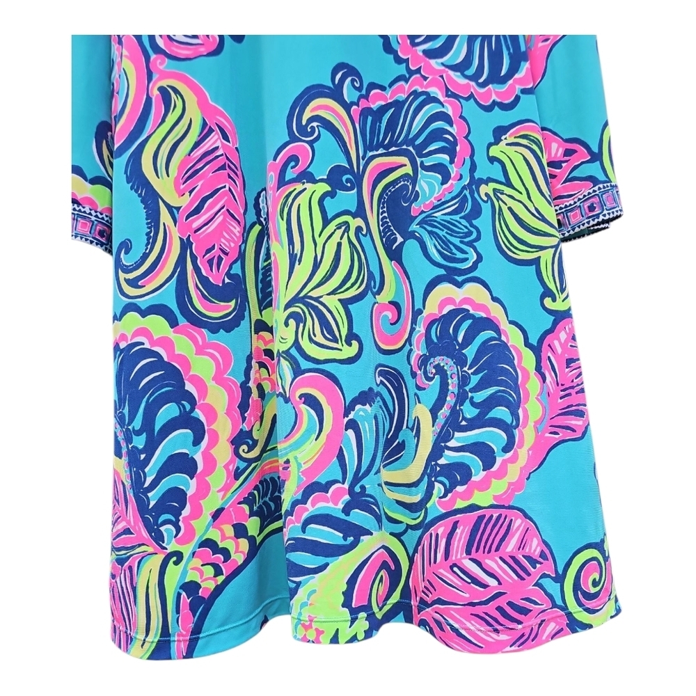 Lilly Pulitzer Bellavista Sea Blue Tropical Print Swing Dress Size L - Picture 5 of 10